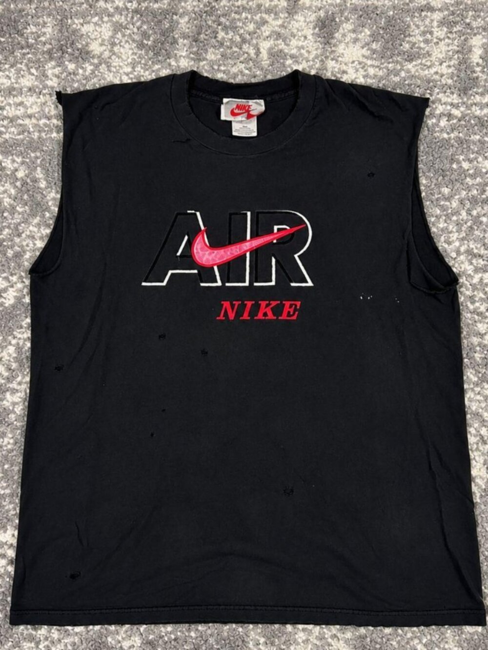 Vintage Nike Air Black Red Distressed Sleeveless Shirt XL